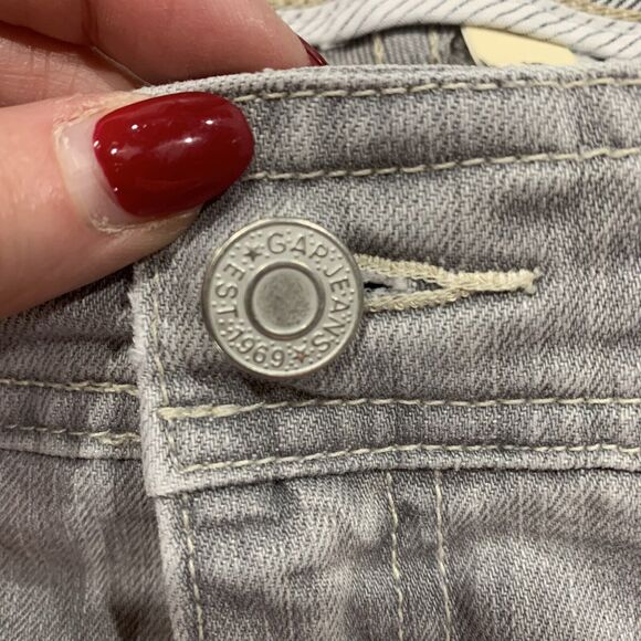 GAP Sz 16 Jeans Grey Straight Leg High Rise Flap Back Pockets Flat Front Women’s - Picture 8 of 11